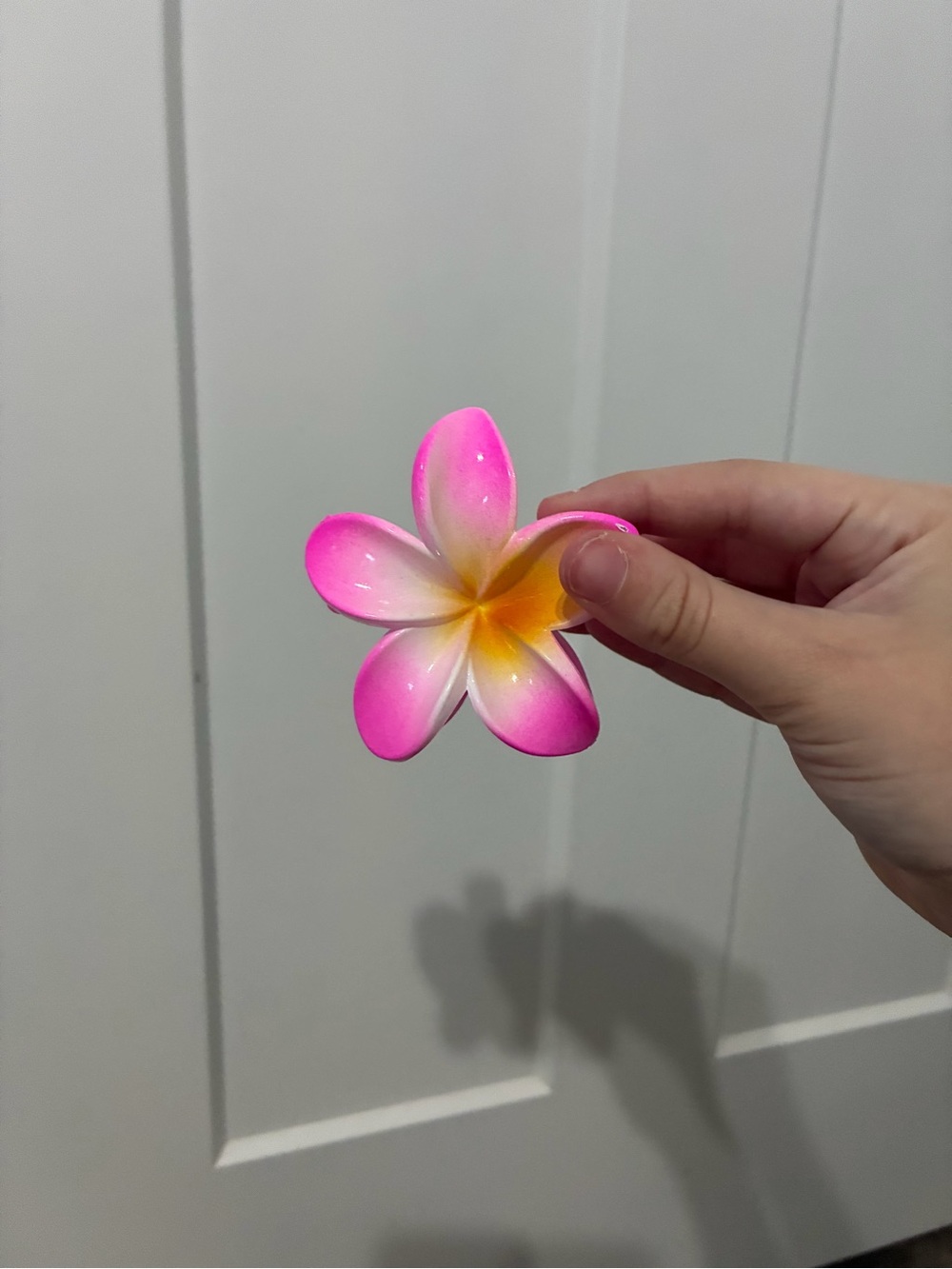 Pink and Yellow Plumeria Hair Clip Pack Of 6